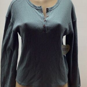 Homegirl Society Teal Long Sleeve Henley Top. New W/Tags. Has 2 Spots As Shown.